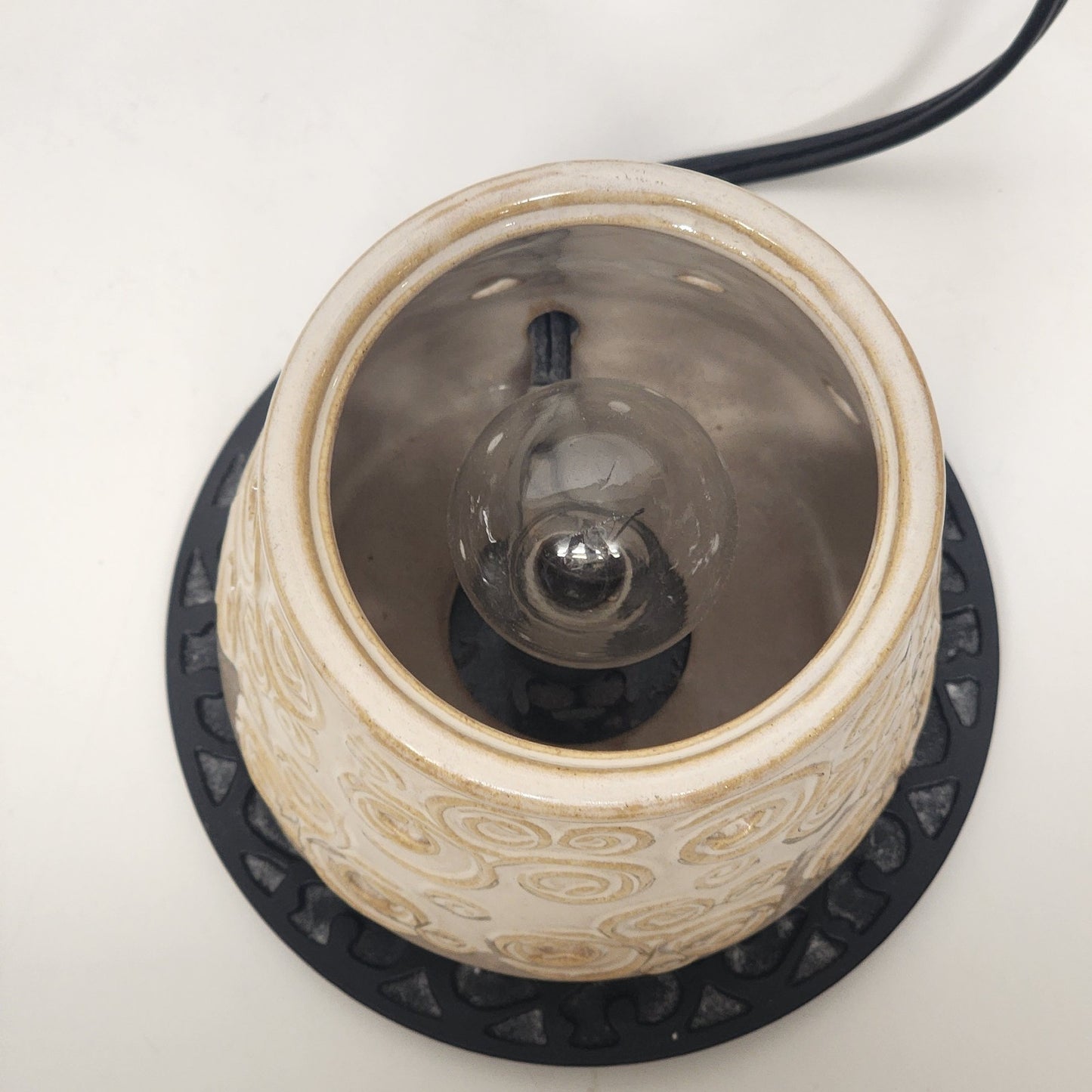 Scentsy Angora Warmer Beige Cream Tan Swirl Pattern Portable Luminaire Lamp 6 in