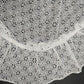 Round White Tablecloth Lace Crocheted Eyelet Doily Motif Ruffled Edge 66"