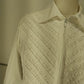 Ravel White Pleated Front Zip Blouse Size L