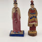 2 Korean Wooden Doll Figurines 5" Tall Hand Made & Painted Traditional Style Vtg