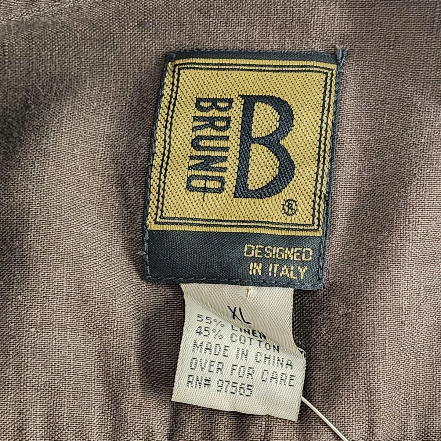 Bruno Mens Linen Cotton Blend Shirt XL Brown Button Down Italy