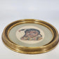 1982 Framed Needlepoint Native American Girl Portrait Oval Wood Art