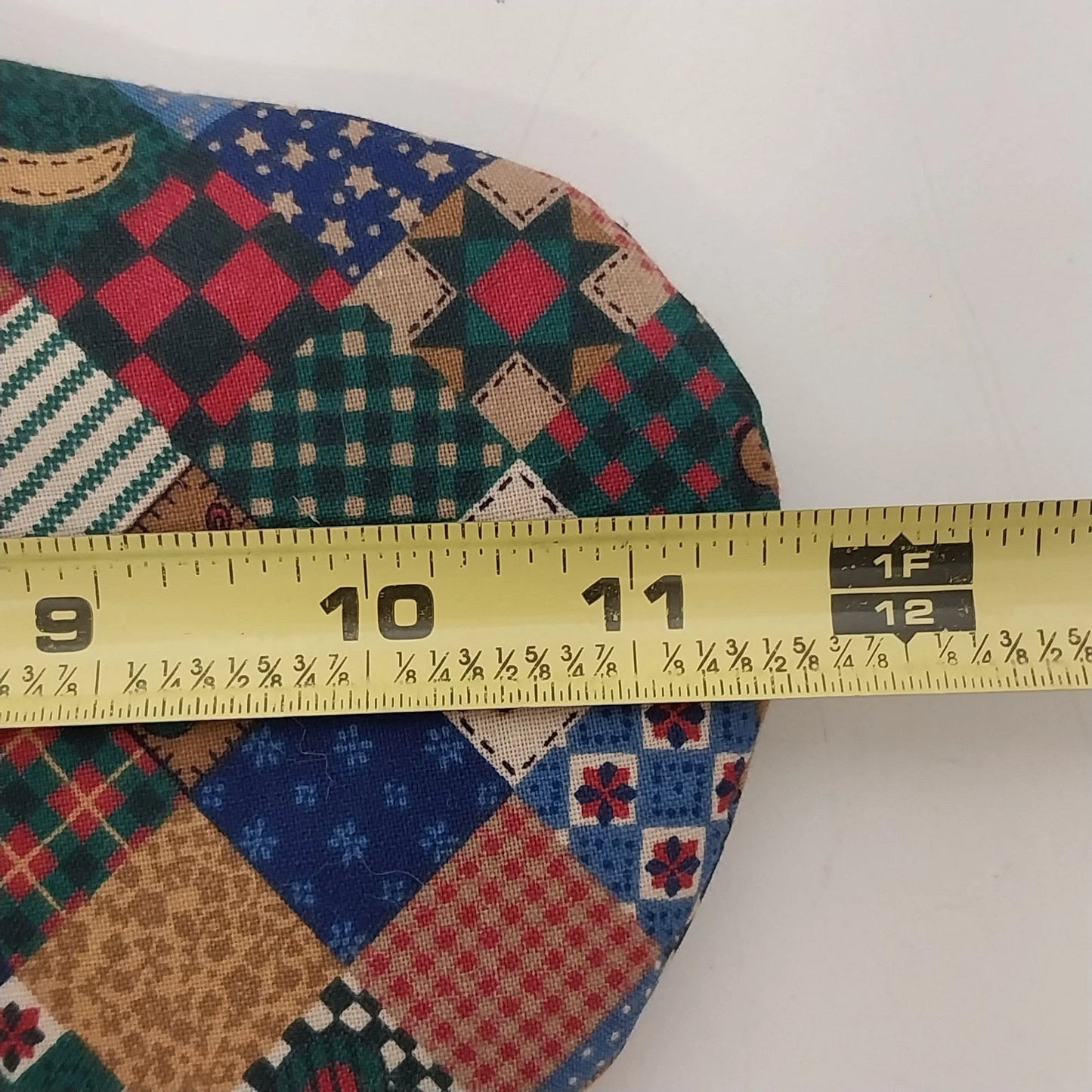 Homespun Holidays Christmas Stocking Patchwork Cotton Heart Lace Button 15" Vtg
