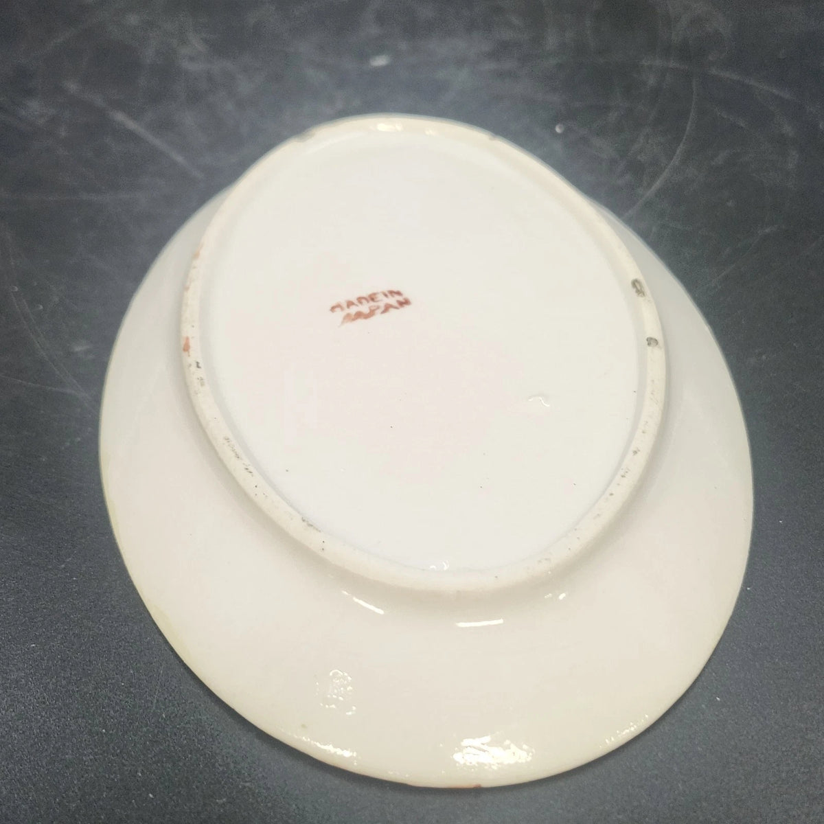 Porcelain Oval Serving Dish Plate 6" Hand Painted Floral Orange Trim Japan