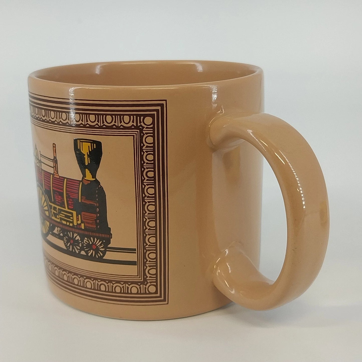 Chaps Railroad Steam Engine Train Coffee Mug Brown Ceramic Thailand Vintage