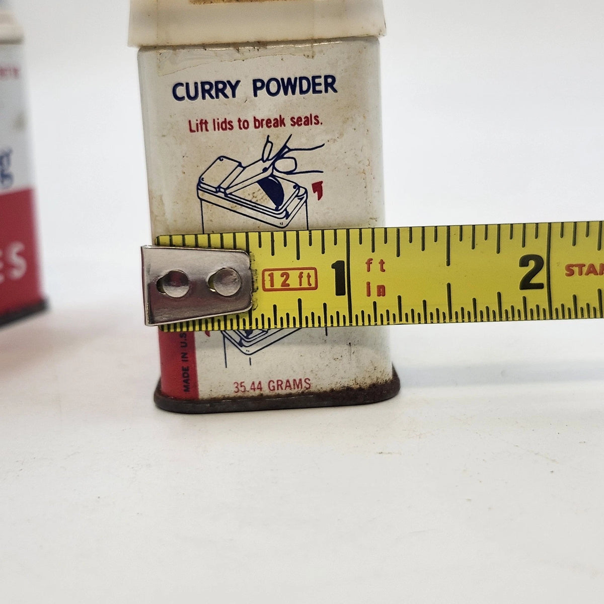 Schilling Ground Cloves Curry Powder 1.25 Oz Spice Tins Red White 2pc Vintage