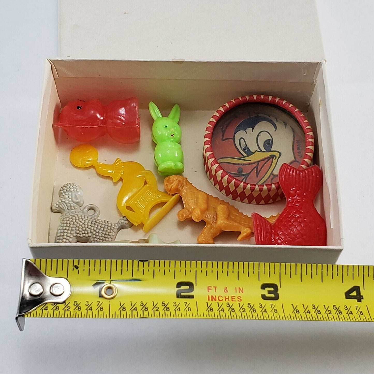 8 Pc Cracker Jack Toys Vintage Whistle Duck Game Dog Dinosaur Cat Rabbit