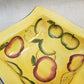 WCL Apple Bowl Hand Painted 9" Square 3" Deep Red Green Apples Blue Trim China