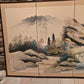 Toyo Japan Byobu 4 Panel Sansuiga Landscape Brass Trim Wall Screen 66x36 Hangers