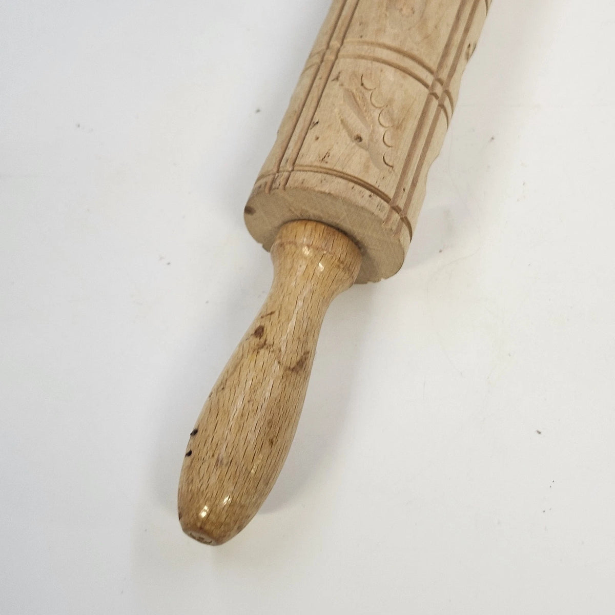 Springerle Cookie Roller Mold Rolling Pin 15" Embossed Natural Wood West Germany