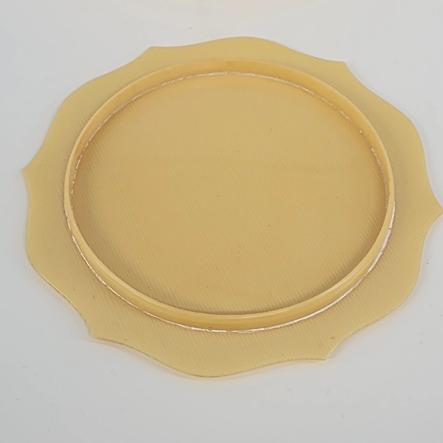 Antique 3pc Celluloid Vanity Set Art Deco French Cream Tan Powder Hair Receiver