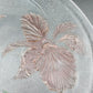 LE Smith 12.5" Clear Frosted Glass Plate Painted Iris & Butterfly Design Vtg