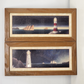 Set 2 Martin Wiscombe Lighthouse Print Wall Art Brown Frame Distressed 10.5x22.5