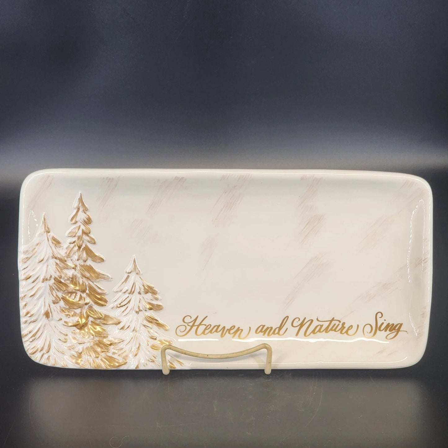 Burton Heaven & Nature Sing Christmas Platter Carla Grogan 13.5" Ceramic Vtg
