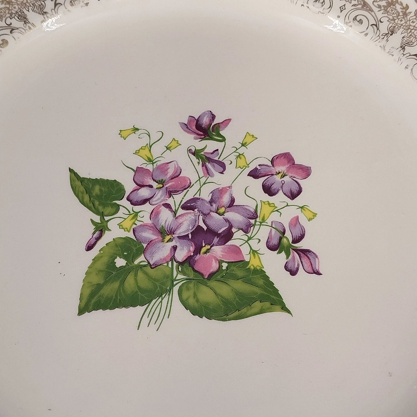 Cunningham & Pickett Springviolet 22K Gold Handled Cake Plate 10.3" Platter Ohio