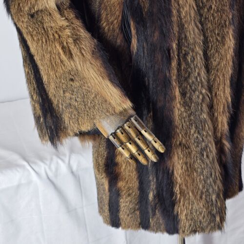 Racoon Fur Coat Small Lined Thigh Length Cape Sleeve Tie Close Hand Made No Tags