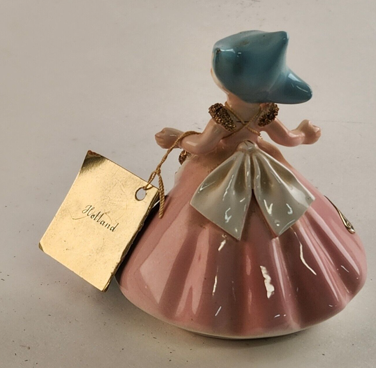 Josef Original Figurine Girl Tulip Holland w/ Tag Doll Gold Vintage 3.75"