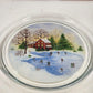 Clear Winter Platter Indiana Glass Lancaster 13"x1'' Christmas Skating Scene