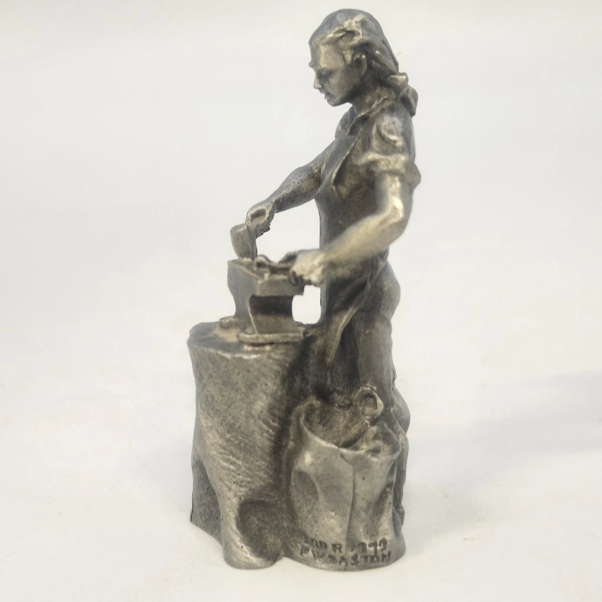 Hudson Baston 1972 Colonial Blacksmith Pewter Figurine Anvil Hammer 3" Vintage