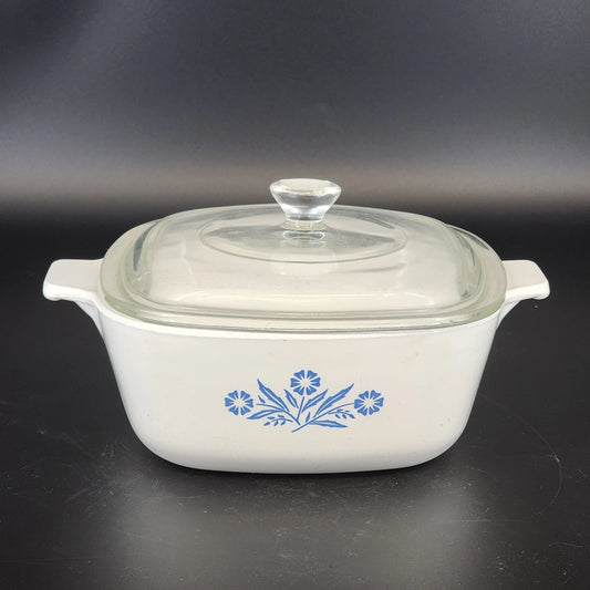 Corning Ware Blue Cornflower 1.5 Qt Casserole Dish P-1 1/2-B w Clear Glass Lid