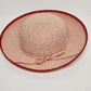 Straw Derby Beige Hat Red Band Church Wedding One Size Fits Most Made in China