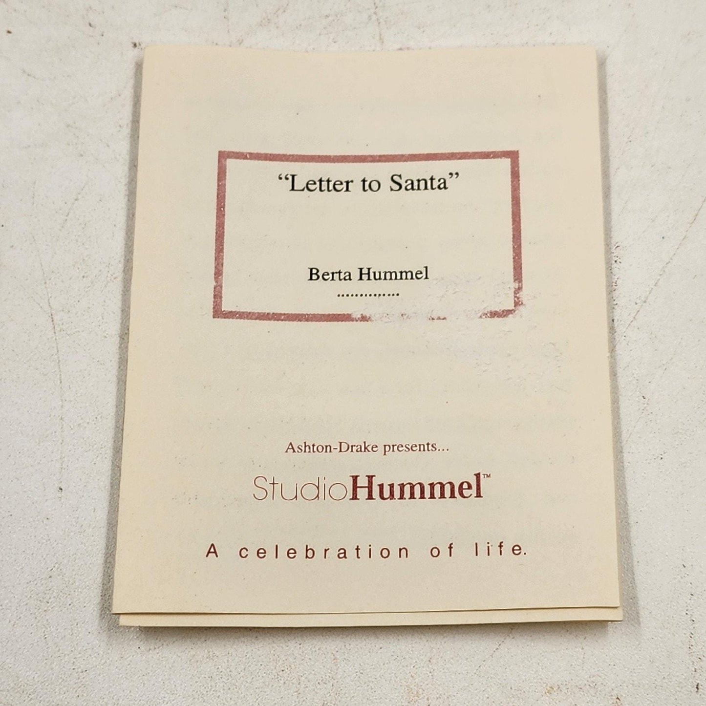 Berta Hummel's Letter to Santa Ornament Ashton Drake Studio Hummel Goebel 1998