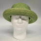 Green Natural Straw Sun Hat Women Rolled Brim Braided Round Crown Summer Garden