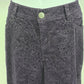ELLE Dark Plum Purple Velvet Jeans Pants Paisley Boho Motif Low Rise Stretch 12R