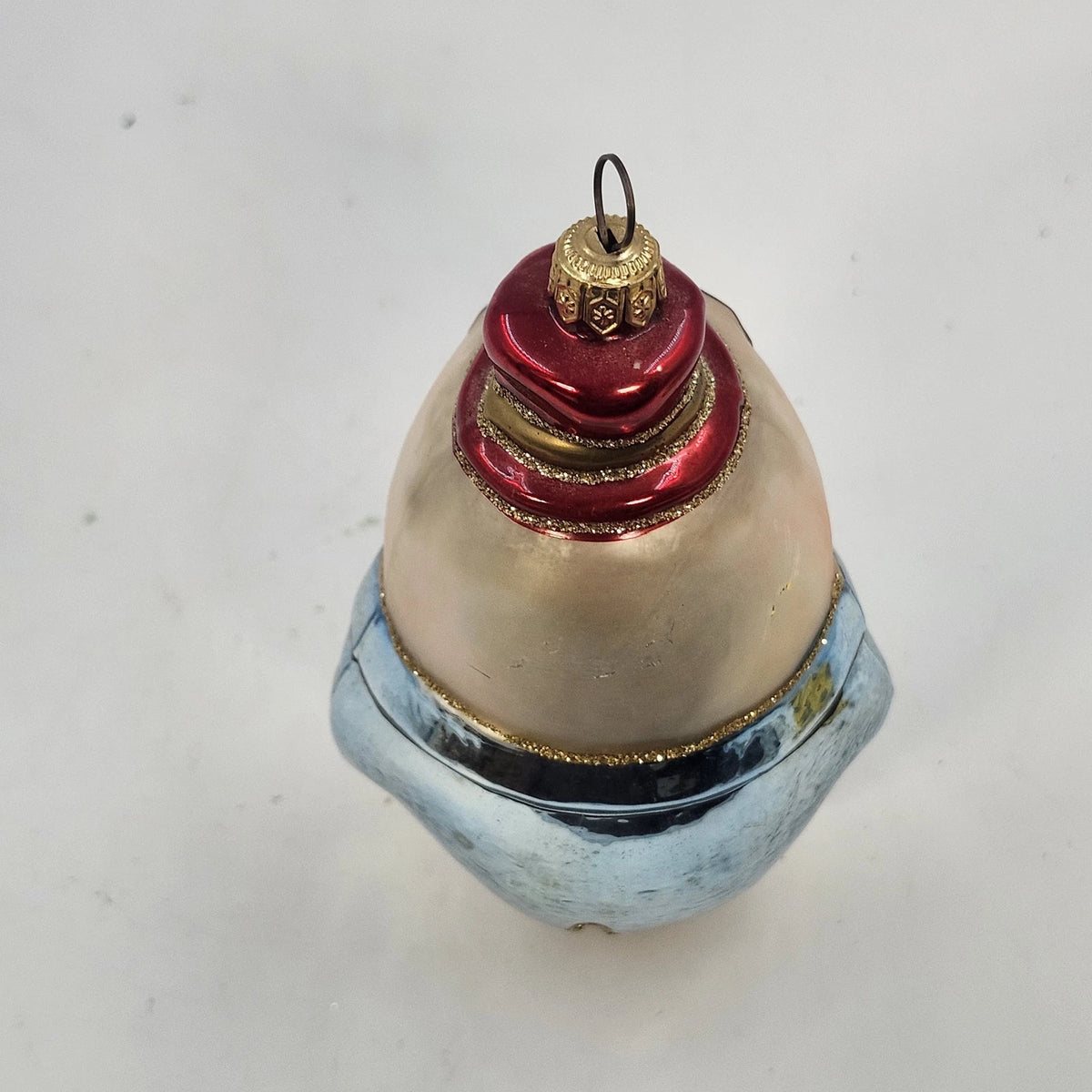 Humpty Dumpty Christmas Ornament Nursery Rhyme 6.5" Hand Painted Blown Glass Vtg