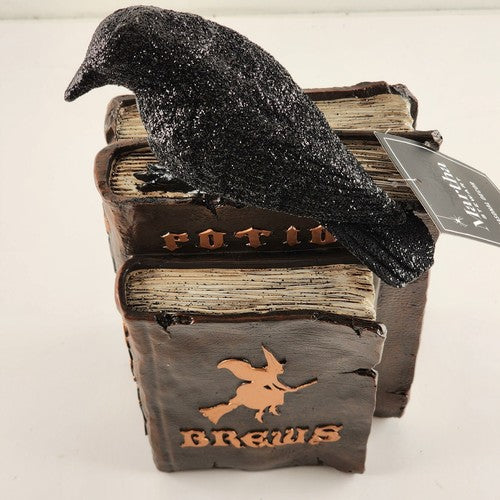 Book Figurine Martha Stewart Halloween Décor Raven Spells Potions Brews NWT