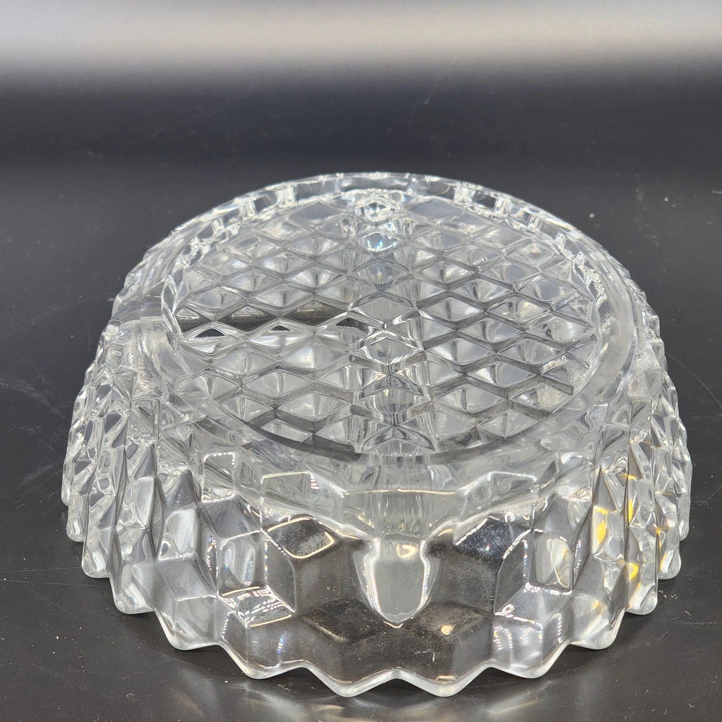 Fostoria American Oval Relish Dish Clear Glass 3-Part Cube Pattern 10.5" Vintage