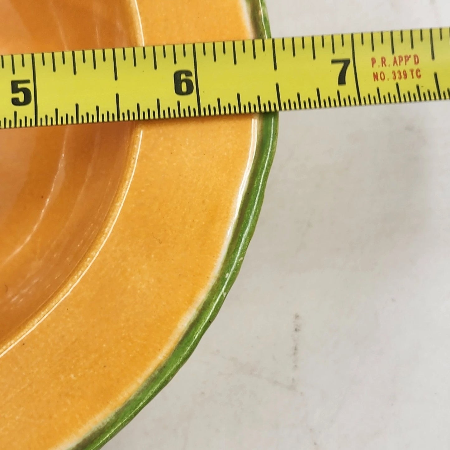 Cantaloupe Bowl Ceramic Mold 6.5" Signed Becky B 1972 Glazed Orange Vintage