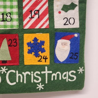Christmas December Advent Calendar Crescent Enterprise Felt Fabric 15" Vintage