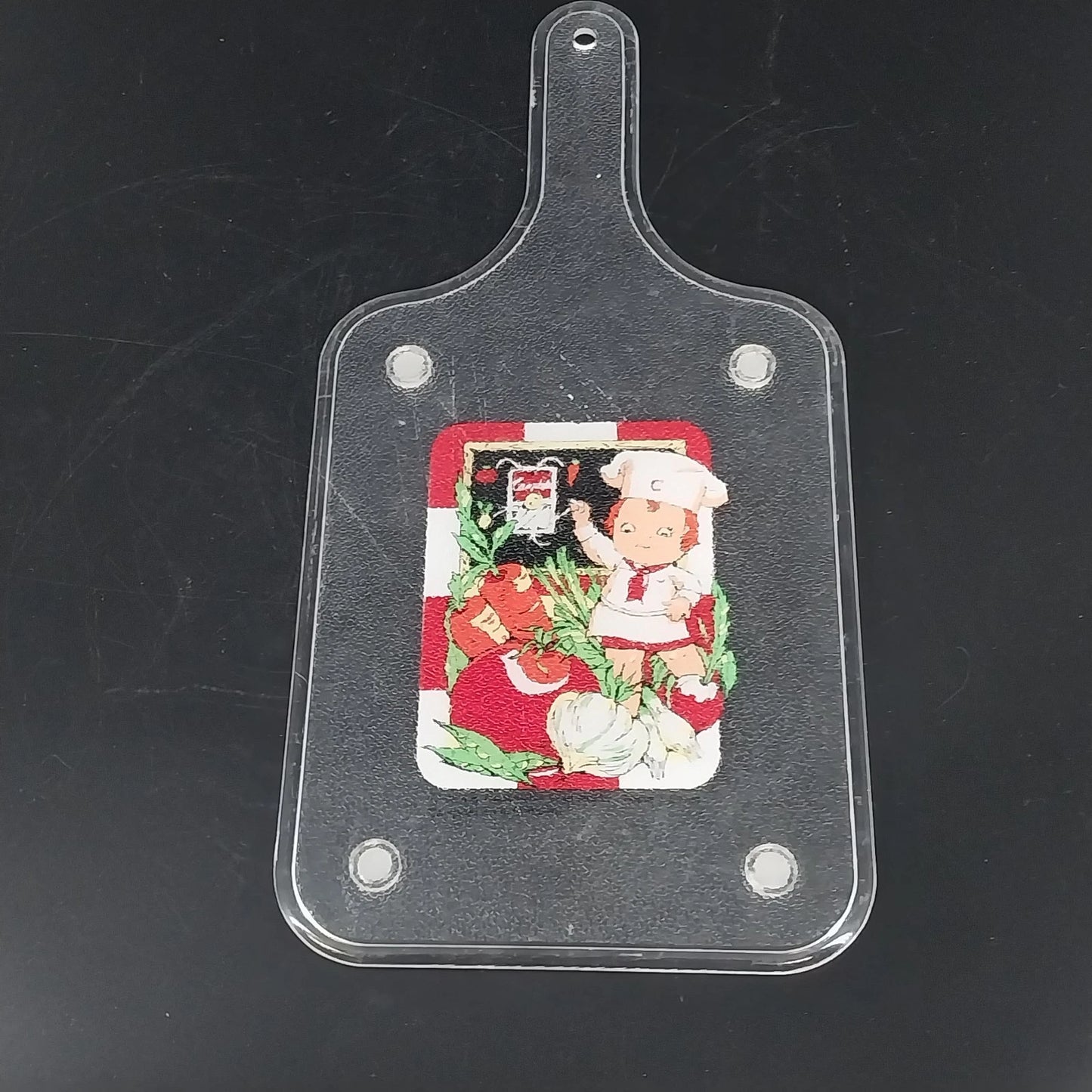 Campbell's Soup Child Chef Cutting Board 14" Plastic Nonslip Vtg Kitchen 1994