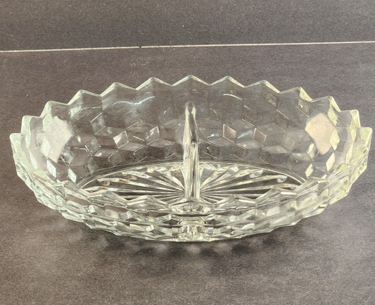 Clear Glass Oval Vegetable Bowl 2 Part Divided Dish Fostoria American Vintage