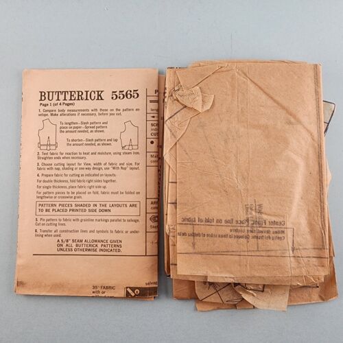 Butterick 5565 Vintage Sewing Pattern 1970 Mod Junior Teen Mini Dress Vest Pants