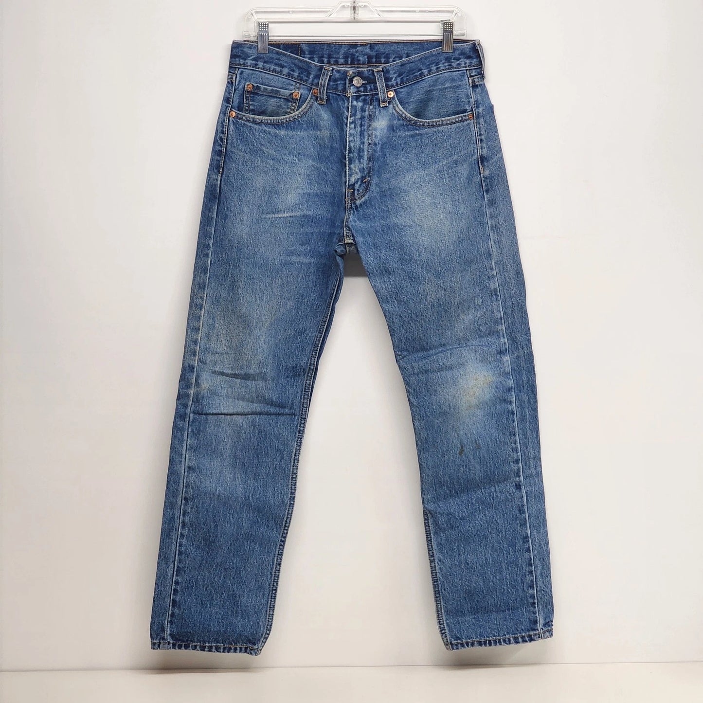 Levi’s 505 Men's 32x30 Straight Leg Jeans Distressed Blue Regular Minor Stain
