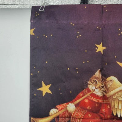Toland Angel Kitty Yard Garden Flag Banner w/ Hanging Loop Moon & Stars 23"x36"