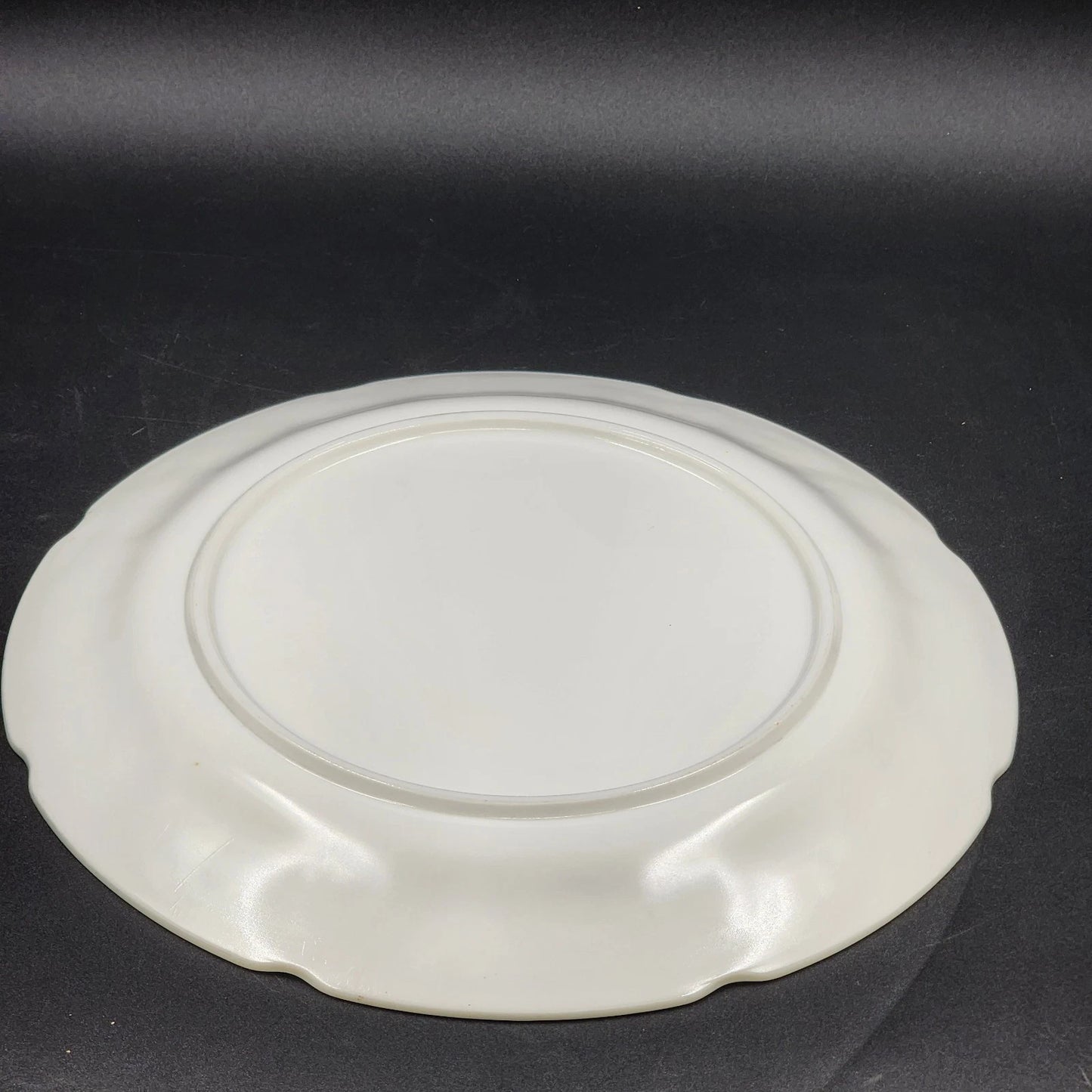 Indiana Milk Glass Platter 14" Round Harvest Grape Scalloped Torte Plate Vintage