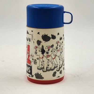 101 Dalmatians Disney Plastic Lunch Thermos by Aladdin Blue Lid Cup Collectible