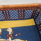 Wicker Wooden Basket Goose Liner Blue Polka Dot Country Kitchen Storage 12"