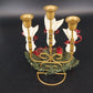 Angel Trio 3-Candle Holder Burgundy Floral Wreath Christmas Centerpiece 9"