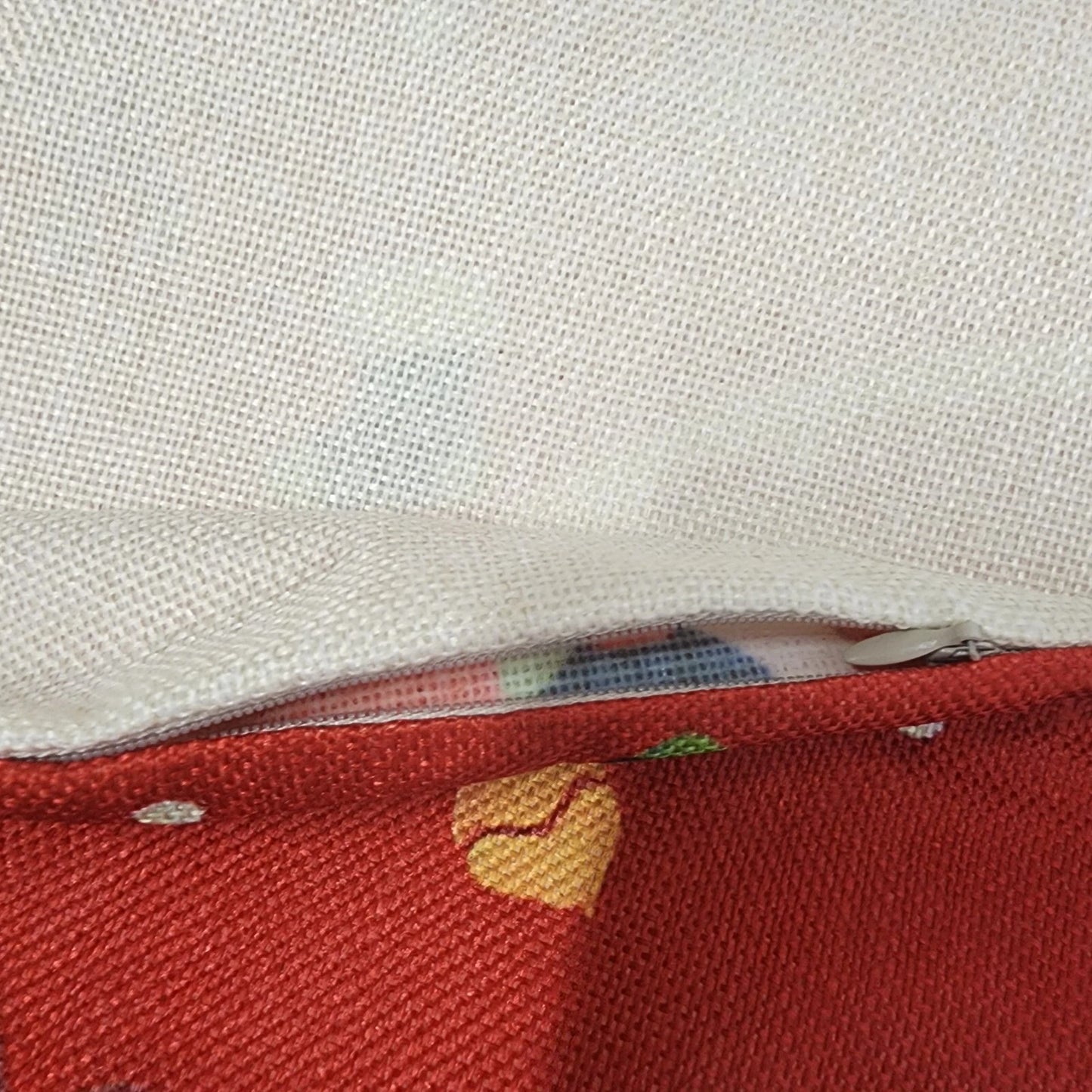 4 Burlap Christmas Pillow Covers 17.5" Sq Red Beige White Holiday Cushion Shams