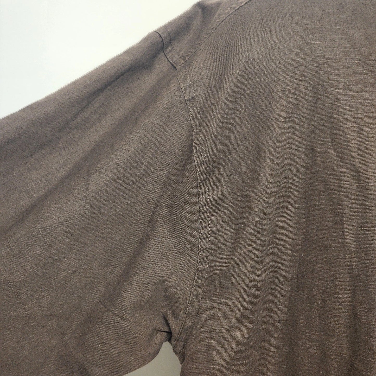 Bruno Mens Linen Cotton Blend Shirt XL Brown Button Down Italy