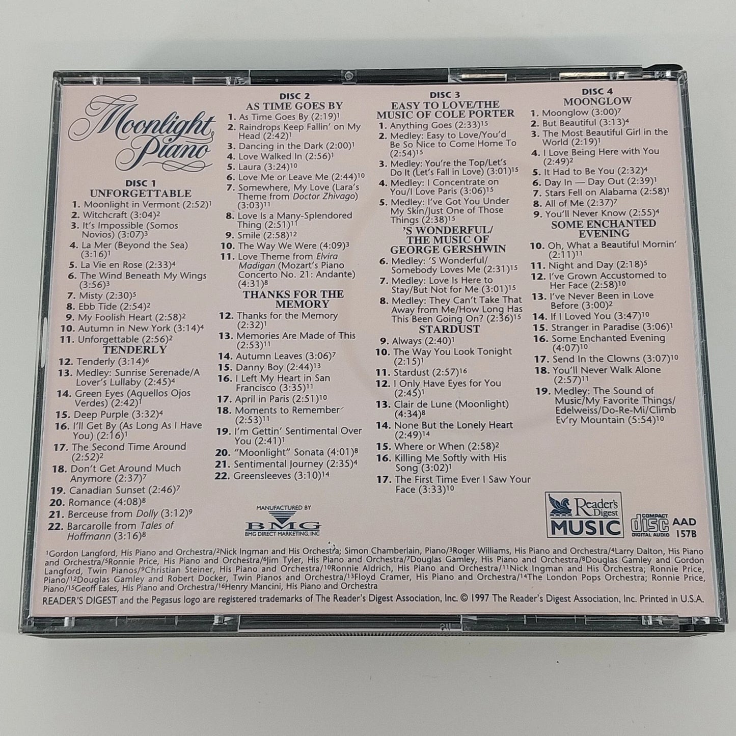 Reader's Digest Moonlight Piano 4 CD Set Easy Listening Instrumental Collection