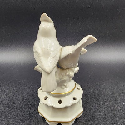 Bavaria White Porcelain Two Birds on Branch Figure by Gerold Co Tettau Gold Trim