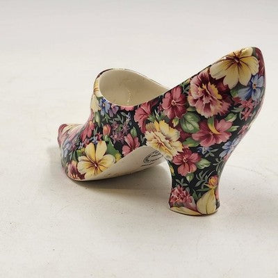 Royal Winton Porcelain Shoe Figurine 6" Grimwades Florence Floral England 1995