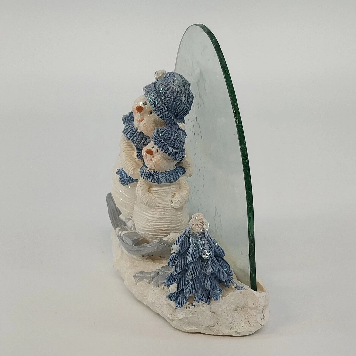 K's Collection Let It Snow-Man Snowmen Sled Glass Figurine 4" Christmas Decor