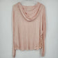 Cloud Chaser Women's Large Peach Pink Lightweight Hoodie Lace Trim Semi Sheer