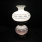 White Blue Floral Milk Glass Hurricane Lamp 22.5" 3-Way Light & Night Light Vtg
